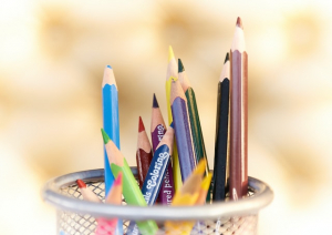 New School Year, Colored Pencils in Container